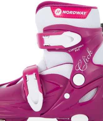 Ковзани розсувні для дівчаток Nordway CLICK GIRL, Рожевий, 26-29